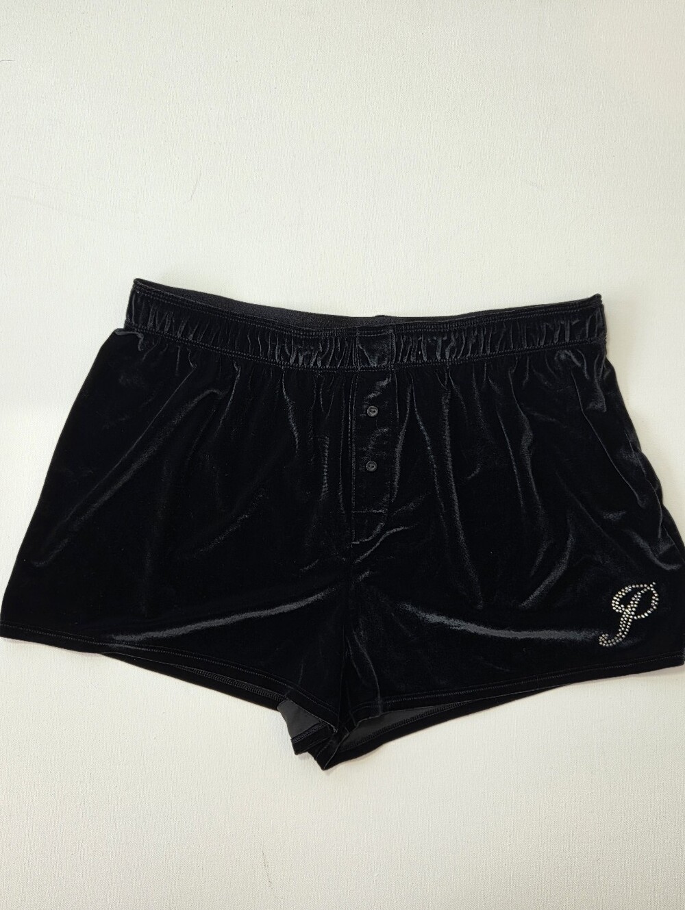 Victoria’s Secret PINK Black Velour Rhinestone Sleep Shorts M